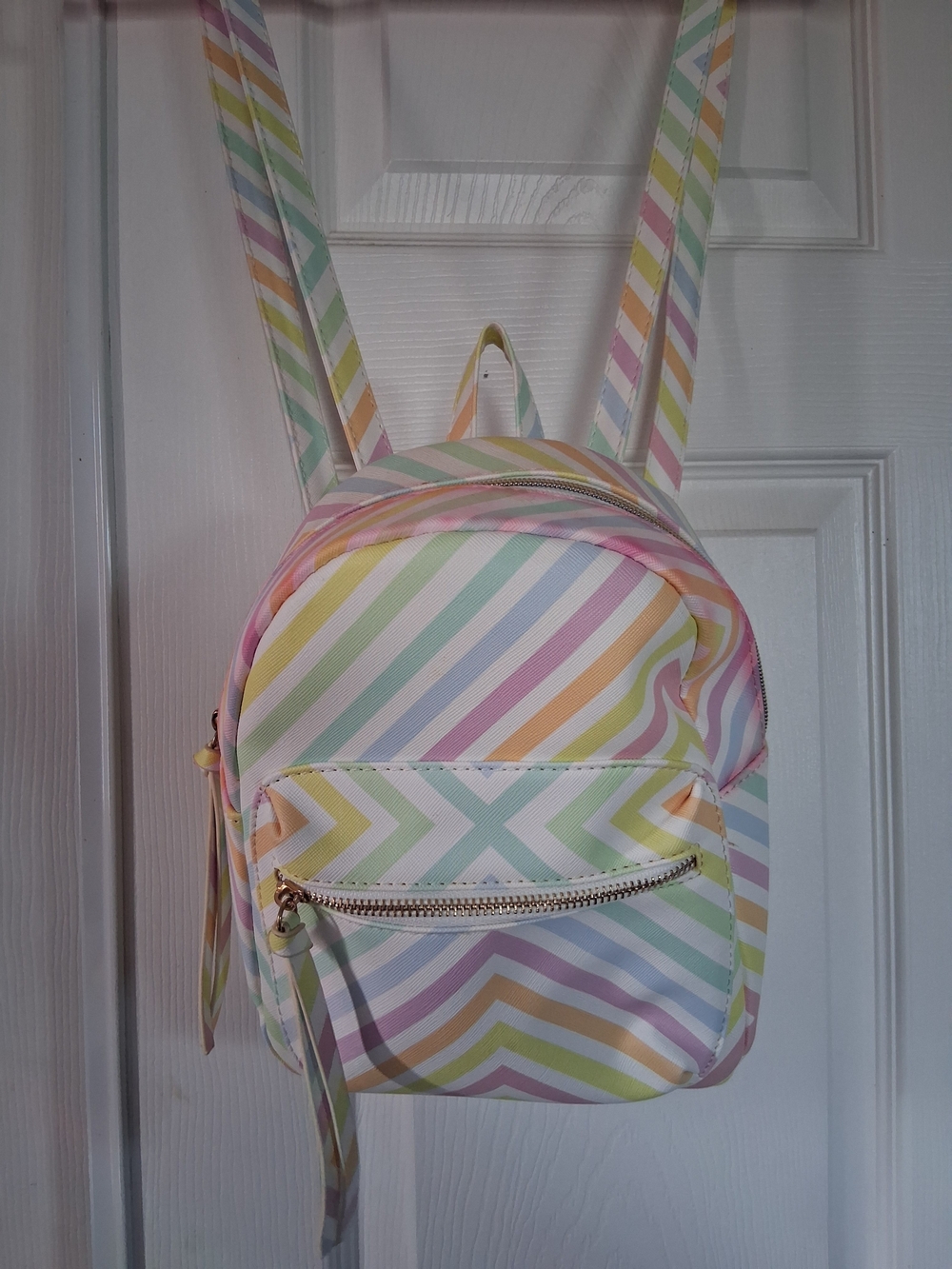 Pastel Rainbow Striped Mini Backpack